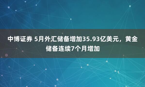 中博证券 5月外汇储备增加35.93亿美元，黄金储备连续7个月增加